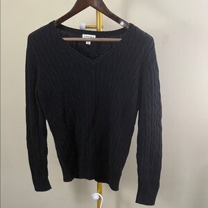 St. John's Bay V-Neck Sweater Black Large